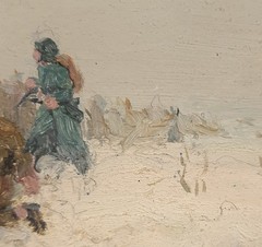 Vintage War Scene Oil Painting 1970s, Soviet Captured Soldiers, WWII, Framed