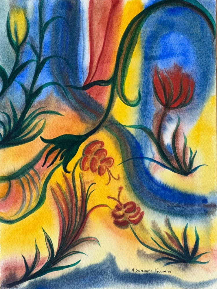 ALICE GUZMAN ORIGINAL WATERCOLOR PAINTING 15″ X 11″ NEW MEXICO ARTIST 1980’S