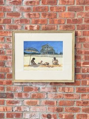 British American Artist Alan Falk W/C. New England Beach Scene. Signed. 1982