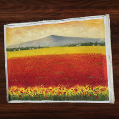 Extra Large Flower Field Oil Painting Impasto Landscape Tuscany Style Textured
