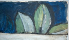 Vintage Modernist Painting Female Portrait with Feet Up Illegibly Signed 30×35″