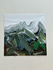 Minimalist Mountain Landscape Small Framed Art Abstract Mountains Oil Painting