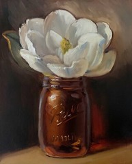 “Magnolia in Amber” NOAH VERRIER Still life painting, Oil painting, Signed print