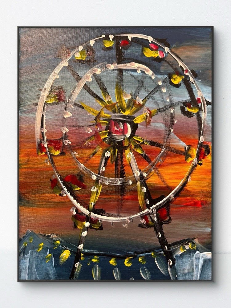 SAMATOWIC Ferris Wheel 11×14 Abstract Expressionism Original Fine Wall Art 320