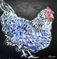 Impasto Chicken Acrylic Painting Original 12×12 Textured Hen Art Cradled Wood