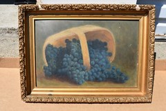 Nice Older Still Life Painting, Blueberries in Basket (JC275) chalice co