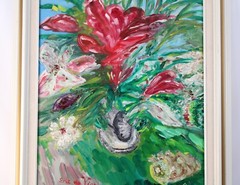 Eric de Vienne Flowers With Shell Oil Painting On Canvas Signed 03