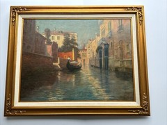 JOHANNES SON PAINTING ANTIQUE 19TH CENTURY ITALY VENETIAN CANAL MASTERFUL FAMOUS