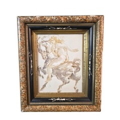 Charles Burdick Ink and watercolor mounted horse