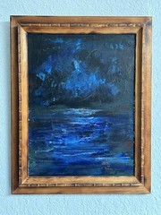 Original Abstract Night Seascape Seas Ocean Painting Framed Signed By Gorham