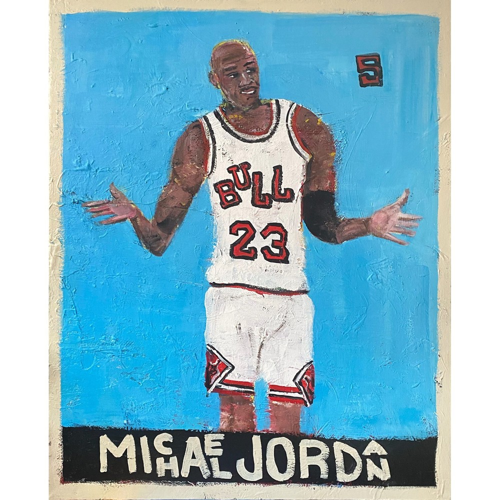 Michael Jordan – Acrylic on Canvas 22x28in @elsantosworld Sergio Santos Original
