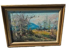 Morris Katz Signed Vintage Oil On Board Painting Flying Kite Beautiful 44×32 84’