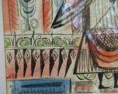 OUTSTANDING ABSTRACT FRAMED GOUACHE / WATERCOLOR PAINTING WITH ROYAL THEME