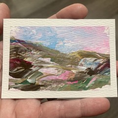ACEO Artist Card 3.5 X 2.5 Abstract Nature Landscape Acrylic Original Painting