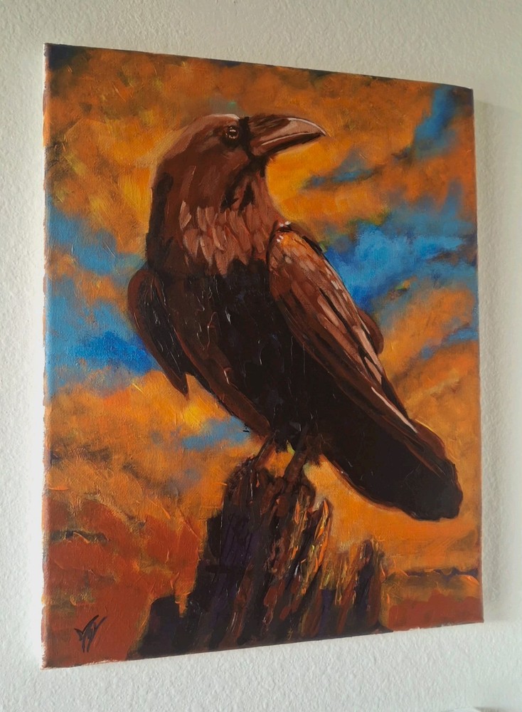 original Abstract Crow Painting Modern Painting Original Art Signed Canvas 2026