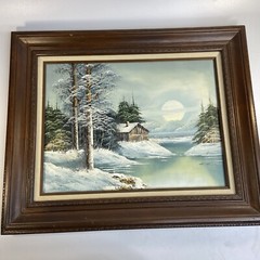 H Wilson Oil On Canvas WINTER MOON Painting Signed Framed 22×19 Listed Artist