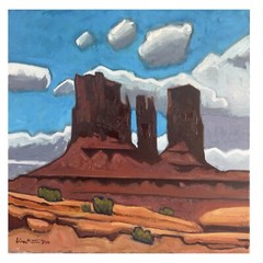 Original Western Landscape Painting Impressionist Signed Clouds Mesa Arizona Art