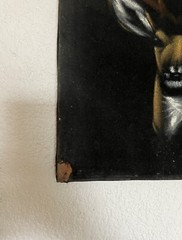 Deer wild animal old vintage velvet oil painting art