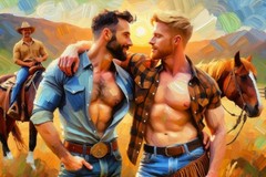 Original Giclée LGBTQ art Triptych Paintings Giclée Set „Where the West Begins“