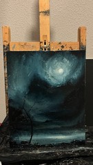 Gothic Full Moon Original oil painting Landscape on canvas impressionism art