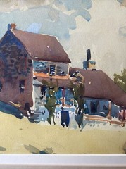 John Dull (Philadelphia 1859-1949) House in Addingham Signed Watercolor Painting