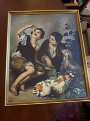 Oil Painting repro Bartolomé Esteban Murillo „The Pie Eaters“ 19″ X 23″, VGUC!