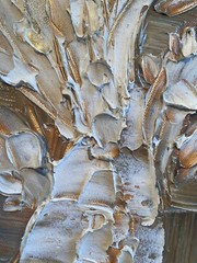 ORIGINAL Painting White Koi Fish Textured Palette Knife 20×20”- by Susanna Shap