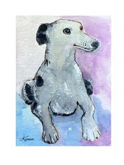 ACEO By Kenna Painting Original Watercolour Dog Pet Portrait 2.5” X 3.5” ÀTC