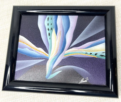 Vtg 90s Modern Abstract Flowy Purple Blue Pastel Canvas Picture Painting SIGNED