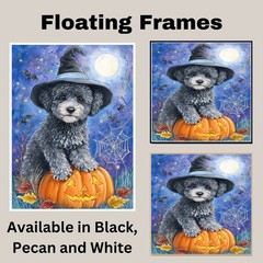 Poodle Puppy Canvas Wall Art Halloween Dog Lover Gift for Home Living Room Decor