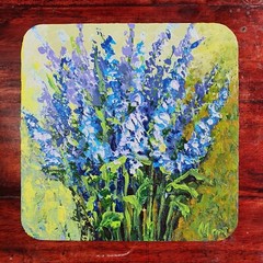 Lavender Flowers Painting Blue Purple Impressionist Floral Wall Art Home Decor