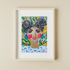 Muse Era Tropical Chic 9×12 Expressionist Original Painting Paper Fine Art