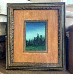 Original VTG Forest Mountain Landscape Oil Painting Framed Pine Trees Signed