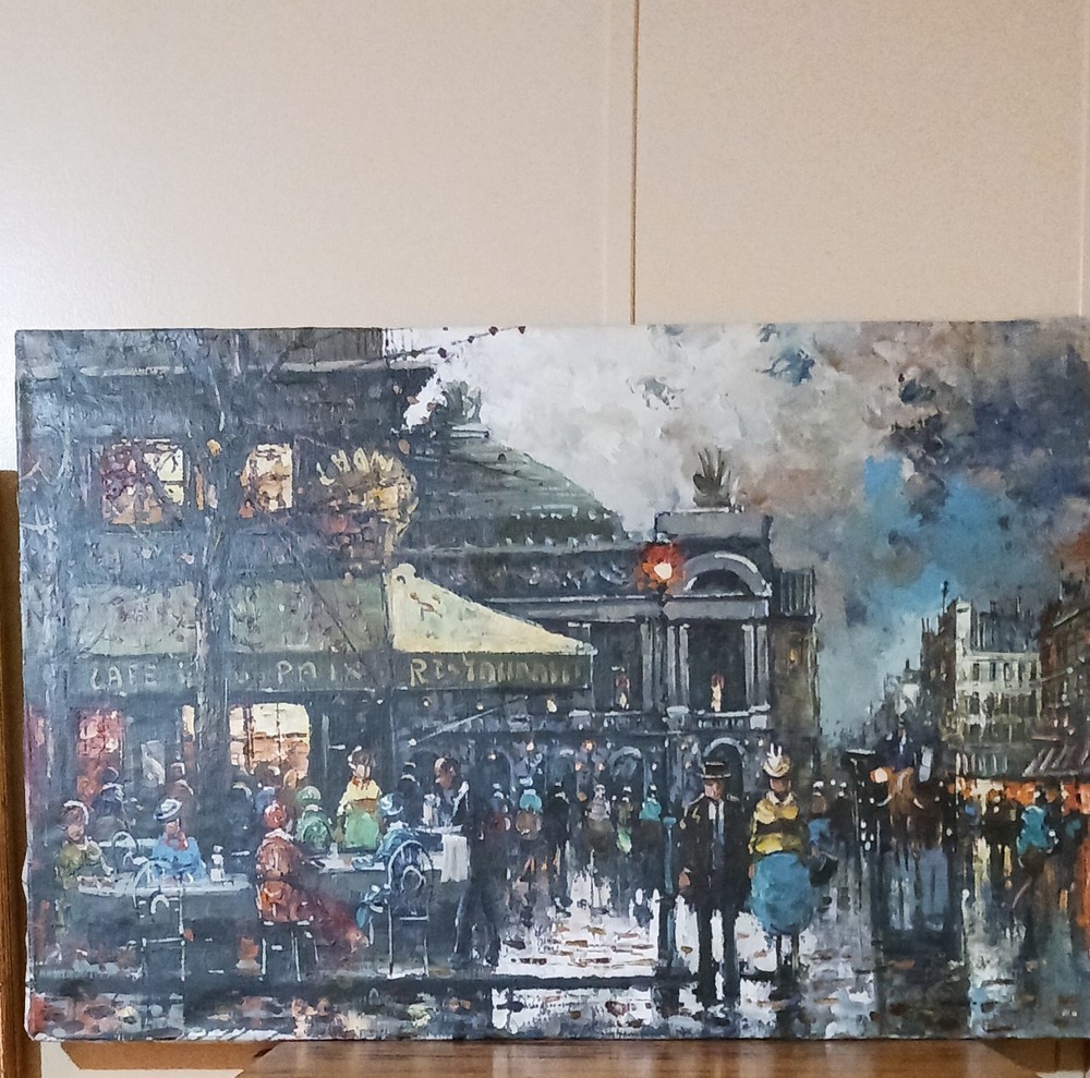 OIL ON CANVAS “ CAFE de la PAIX“ MEASURES 24″ × 36″ EDOUARD CORTES STUDIO