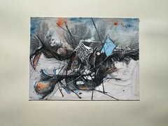 Small Abstract Expressionism Drawing From 1961 Signed Illegibly NYC Mixed Media