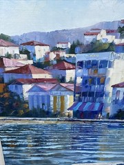 Original Huge HOWARD BEHRENS Oil Painting Grecian Harbor Estate Fresh