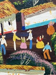 Vintage Costa Rica Folk Art Oil Painting Artist Alier Fernandez 11″x 13″ Framed