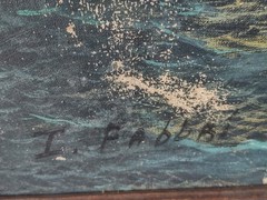 Antique Oil on Canvas Nautical Seascape Fishing Boats OLD Impressionist