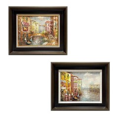 UniqueHomeArt Hand-made Painting Wall Art Set Of 2 Solid Framed 22.5in X 18.5in