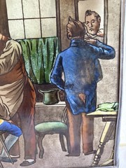 Antique European Painted Glass Barber Picture Well Done Maybe RARE