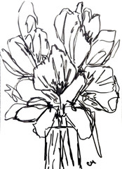 Original Flower 9×12 Painting Minimalist Botanical Wall Art Bedroom Decor