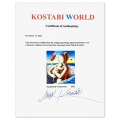 Mark Kostabi „Enchanted Connection“ Framed Original Painting Canvas Hand Signed
