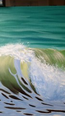 Original Leinwand Kunst Acryl Gemälde Meer Modern Welle Groß Bild Kunstwerk blau