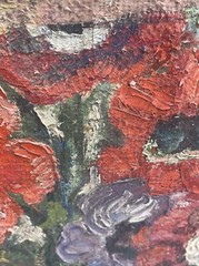 Antique Painting Burliuk Or Chagall Style Era Unsigned Surreal Nude Floral Large