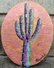 Original Oil Painting Cactus Hand Painted Impasto on Canvas Art Home Decor 9×7