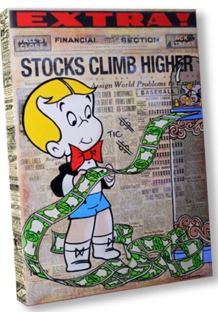 King of Pop Art Nelson De La Nuez ORIGINAL Richie Rich -Filthy Rich Painting 1/1