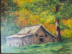 Original Signed R. Limardi Oil Painting Rustic Barn Autumn Landscape Framed