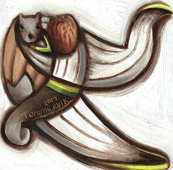 Squirrel Painting Baseball Pitcher Funny Animal Art Abstract Sports Gift