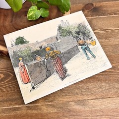 Etched Engraved Painting of Tennis Match by Edwin Abbey on Porcelain 1887