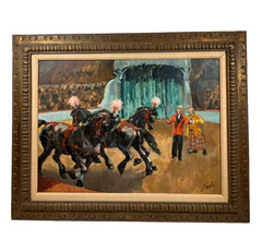 IVAN BIAI FOGLEIN CIRCUS CLOWN ILLUSTRATION VINTAGE HUNGARIAN OIL PAINTING
